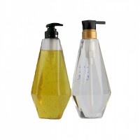 Luxury 250ml 700ml clear pet plastic unique shape shampoo bottle body lotion pump bottle